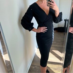 Black long sleeve midi dress